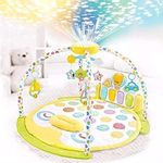 Lucario Massage Baby Gym Kick and Play Activity Piano Mat with Rotating Star Mobile and Projector Child Puzzle Music Toy (Multicolour)