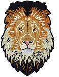 1piece Embroidery Tiger Wolf Leolpard Koala Wolf Dog Lion Patches Animal Head Badge Iron on Applique Clothes T-Shirt Sewing Accessories TH1241 (Lion)