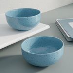 The Earth Store Sky Blue Marble 500ML Ceramic Bowl Dishwasher & Microwave Safe Bowl Mixing Bowl for Snacks, Pasta, Rice, Dal, Fruits, Salad, Noodles, Maggi and More Snack Bowl- Set of 2