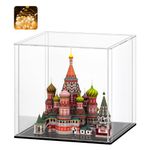 HUIJINTAO Clear Acrylic Display Case Countertop Box Cube Organizer Stand Dustproof Protection Showcase for Action Figures/Toys/Collectibles(12x12x12inch;30x30x30cm)