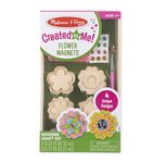 Melissa & Doug Created by Me! Flower Wooden Magnets Craft Kit (4 Designs, 4 Paints, Stickers, Glitter Glue)