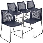 Flash Furniture Hercules Series Contoured Lobby Chairs with Air-Vent Honeycomb Backs, Ergonomic Stacking Chairs for Offices, Set of 5, Navy