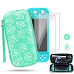 DLseego Carrying Case for Switch lite,New Leaf Crossing Design Portable Travel Carrying Case 3 in 1 Accessories Kit with 2 Pcs Screen Protectors and 2 PcsThumb Grips Caps