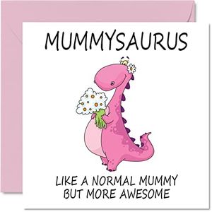 Mothers Day Cards for Mummy - Mummysaurus - Mummy Birthday Card from Daughter Son, Happy Birthday Mummy, Mum Dinosaur Birthday Card 145mm x 145mm Funny Mothers Day Greeting Cards for Mama Mammy Mom Mommy
