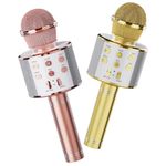 Wireless Bluetooth Karaoke Microphone 2 Pack, 4-in-1 Handheld Mic Speaker for Singing, Karaoke Machine for Phone Android PC, Great Birthday Gifts for Girls Kids Adults for Party,Home KTV,Gold&Rose