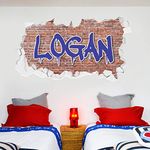 Beautiful Game Graffiti Personalised Name Broken Wall Sticker Decal Kids Bedroom Art Mural Children Vinyl (60cm width x 30cm height)