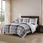 Eddie Bauer- Queen Comforter Set, Reversible Microsuede Bedding with Matching Sham(s), Casual Home Decor (Normandy Plaid Black, Queen)