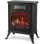 NETTA Stove Heater Electric Fireplace With Fire Flame Effect, Freestanding Portable Electric Log Wood Burner Effect - 1900W