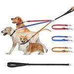 3 Dog Lead, Reflective Detachable 3 Way Dog Leash Handle padded Adjustable Triple Dog Coupler Traction Rope for Walking One, Two, Three Dogs Colorful