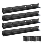 L Bracket,Heavy Duty Corner Brace,Stainless Steel Shelf Bracket,Black Large Angle Brackets, Metal Braces for Wood Aufuga (Black_11inch_4pcs)