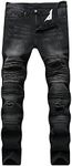 Liuhond Men's Ripped Straight Holes Hip Hop Biker Stretchy Jeans, 209 Black, 32