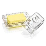6.5'' Clear Glass Butter Dish with 