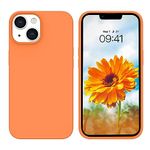 GUAGUA for iPhone 14 Case, Liquid Silicone Case for iPhone 14, Soft Gel Rubber Slim Microfiber Lining Cushion Texture Cover Shockproof Protective Phone Cases Cover for iPhone 14 6.1'', Warm Orange