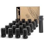 JiiinMiiin M12x1.5 Lug Nuts Chrome with 6 Spline Tuner, 12x1.5 Locking Lug Nut 1.38 inch Length with 1 Socket Key 60 Degree Conical/Cone Bulge Seat Closed End,Black