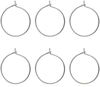 6pcs 20G Pure Titanium Earring Hoops DIY Beaded Earrings Findings Components for Jewelry Making 20mm, Hypoallergenic Beading Hoop Earring Making Kit