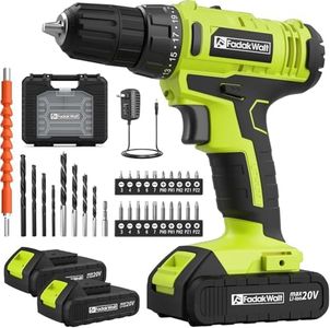 FADAKWALT 20V Cordless Drill, 2 Batteries Electric Screwdriver with case, 21+1 Torque, 2 Speed,30Nm Power Drill Driver, 3/8" Keyless Chuck, with LED Light, Drill Driver Kit for Home(Green)