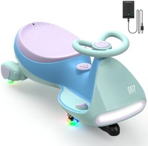 FanttikRide 12V N7 Pro Electric Wiggle Car with Pedal, Rechargeable Battery, CyberWiggle, 2 in 1 Swing Car, 2 Speed, Anti-Rollover, Flashing Wheels, Bluetooth, for Ages 3 and Up, 150 Lbs, Glacier Blue