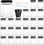 Comrzor 6 OZ Hexagon Glass Jars, 24
