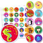 510 Reward Stickers for Children - Well Done Thank You Teacher Supplies Stickers with Shiny Silver Sparkly Sparkling Holographic Edge, Praise Good Work, Potty Training & Behaviour (Animal)