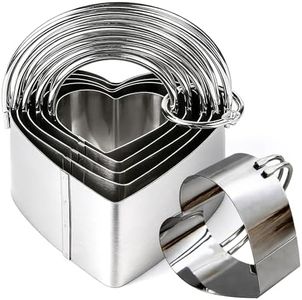 Biscuit Cutter Set (5 Pieces/Set), heart shape Cookies Cutter with Handle, Metal Biscuit Cutter Molds for Baking or Holiday Party Decorations