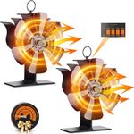 UNISOPH Wood Burner Fan,Upgrade 6 Blades Stove Fan Silent,Wood Burner Fans With Stove Fans Log Burners Thermometer,Log Burner Fans Wood Stove Fan For Wood Burner/Wood Burner/Fireplace Burner(2PCS)