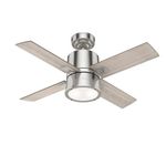 HUNTER FAN Ceiling Fan Beck 107 cm Indoor, with Light and Handheld Remote, Brushed Nickel, 4 Reversible Blades Light Gray Oak and Warm Grey Oak Ideal for Summer or Winter, Model 50655