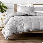 Bare Home Comforter Set - Queen Size - Goose Down Alternative - Ultra-Soft - Premium 1800 Series - All Season Warmth (Queen, Light Grey)