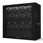 KLARSTEIN ChronoVault Watch Winder for 14 Watches – Automatic Watch Winder Box with Silent Japanese Motor, 4 Rotation Modes & 3 Directions, LED Lighting & Jewellery Drawer