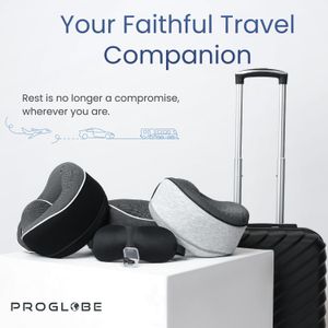 Proglobe Memory Foam Travel Pillow – Blue Neck Support Cushion