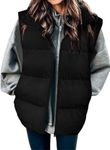 Zeagoo Women Sleeveless Warm Jackets Casual Stand Collar Puffer Vest Zip Up Quilted Jacket Winter Outerwear Coat, Black, Large