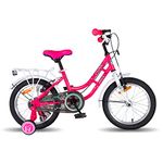 Vaux Pearl Lady Cycle for Kids 4 to 6 years With Training Wheels & Carrier, 16t Cycle For Girls With Steel Frame, Alloy Rims & Tubular Tyre, Bicycle For Girls With Ideal Height 3ft 3inch +(White-Pink)