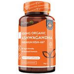 Organic Ashwagandha KSM-66® with 5% Withanolides - Vegan Friendly with The Highest Concentration Most Bioavailable Full-Spectrum Root Powder for Immune Support - Made in The UK by Nutravita