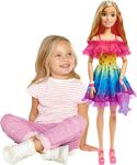 Barbie Large Doll with Blond Hair, 28 Inches Tall, Rainbow Dress and Styling Accessories Including Shooting Star Handbag