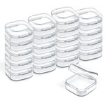 20 Pieces Mini Clear Jewelry Box Earring Organizers with Hinged Lid Small Plastic Storage Box for Earrings Chains