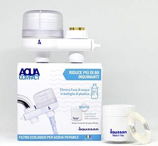 AQUASAN Aquacompact Nuovo Kit 2000 Litri - Filtro Rubinetto Anticalcare con 2 Cartucce, Depuratore Acqua Potabile, Riduce Microplastiche Rimuove Gusto Odore (White)