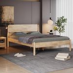 Wakefit Bed|Queen (78 X 60) Solid Wood Bed Without Storage, 3 Year Warranty|- Mrudul-River Sand, Brown