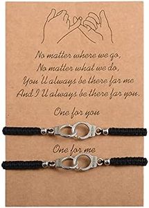 CheersLife 2Pcs menottes bracelet bijoux corde cordon réglable porte-bonheur bijoux tressés à la main pour meilleur ami cadeau pour couple mère fille