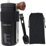 EsteaCovo Manual Coffee Grinder for Home Use, Ceramic Burr Hand Crank Automatic Coarseness Stainless Steel Espresso Bean Mill for Travel Camping with Portable Storage Pouch, Easy to Clean Brush Spoon