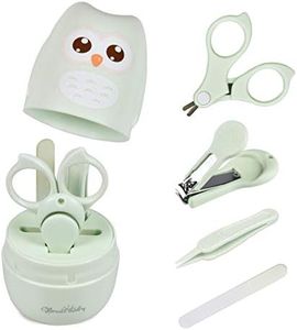 GLOVAL BABY Baby Nail Kit, Baby Manicure Kit and Pedicure kit with Cute Owl Shape Case. Baby Nail Clipper, Scissor, Baby Nail File & Tweezer for Newborn, Infant & Toddler, Mothers Day Gifts(Green)