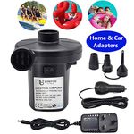 BOMPOW Electric Pump for Inflatables Quick Inflator Pump for Air Mattress Air Bed Paddling Pool Swimming Ring Camping Inflatables Inflate Deflate Pump with 3 Nozzles, AC 230V/DC 12V 50W