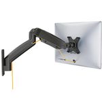 WALI Single LCD Monitor Wall Mount Gas Spring Workstation Stand Fully Adjustable Fits One Screen up to 27", 15.4 lbs Capacity, Brick Mount and Wood Mount Options (WL-GSWM001)