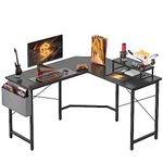 Cubiker L Shaped Gaming Desk, 120 cm Computer Corner Desk with Monitor Shelf for Home Office Study Writing Workstation, Black Carbon Fiber