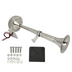 Marine Boat Horn, Boat RV Car Stainless Steel Trumpet Horn Complete Set, Loud 328 Decibels Electric 12 Volt 30W Trumpet Marine Horn for RV/Truck/SUV/Boat/Trucks