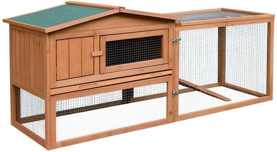 PawHub Rabbit Hutch & Small Animal Cage for Guinea Pig, Ferret, Quail or Young Hen – Outdoor Wooden Pet House with Run