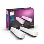 Philips Hue White & Color Ambiance Play Bar Double Kit-White Finish (Hub required/ Power Supply Included) Works with Alexa, HomeKit & Google Assistant white 2 Count (Pack of 1)