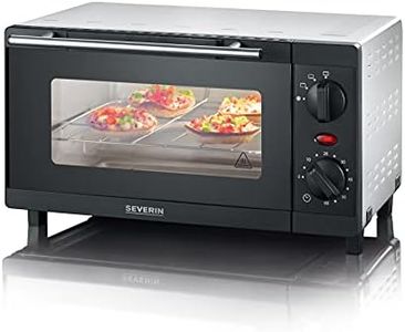 SEVERIN Mini Back- und Toastofen, kompakter Backofen inkl. Grillrost und Backblech, mit Ober- und Unterhitze, 800W, 9 L, silber /schwarz, TO 2052