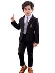 LOLANTA 2 Piece Boys Suits Set, Kids Blazer & Trousers, Leisurewear or Wedding Party Pageboy Outfit, Black, 10-11 Years, 150