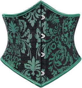 Scarlet Darkness Corset Belt for Women Fishbone Wide Waist Corset Pirate Belt Green Jacquard Size 16