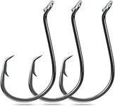 OROOTL 100-200pcs Octopus Sea Fishing Hooks 2X Strong Barded Black High Carbon Steel Fishing Tackle Circle Hooks for Saltwater Bass Fishing (100pcs 6/0)