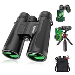 Binoculars for Adults, Kylietech 12x42 Binoculars with Tripod, Waterproof Bird Watching Binoculars with BaK-4 Prisms, FMC Lens, Phone Adapter for Photography, Stargazing